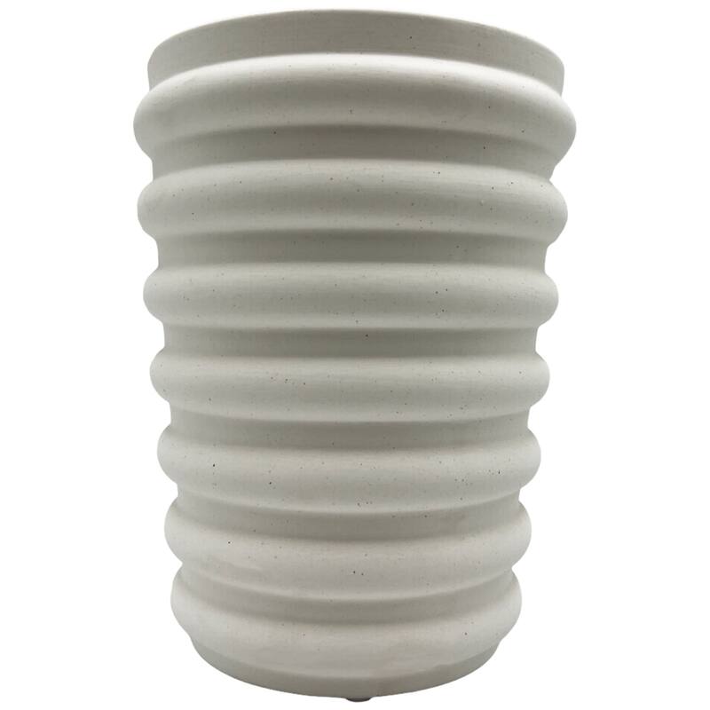 Modern Beige Ceramic Vase - 7 x 7 x 9 in