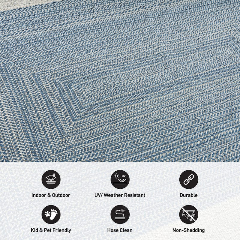 World Rug Gallery Contemporary Braided Weather Resistant Reversible Indoor/Outdoor Area Rug