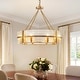 preview thumbnail 14 of 56, Dimmable Large Drum Glass Chandelier for Dining Room High Ceiling Living Room W27.95" - Gold