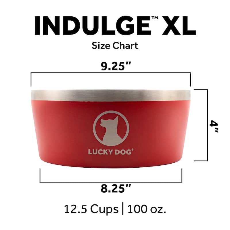 Lucky Dog INDULGE Double Wall Stainless Steel Dog Bowl Non Slip Lifetime Warranty