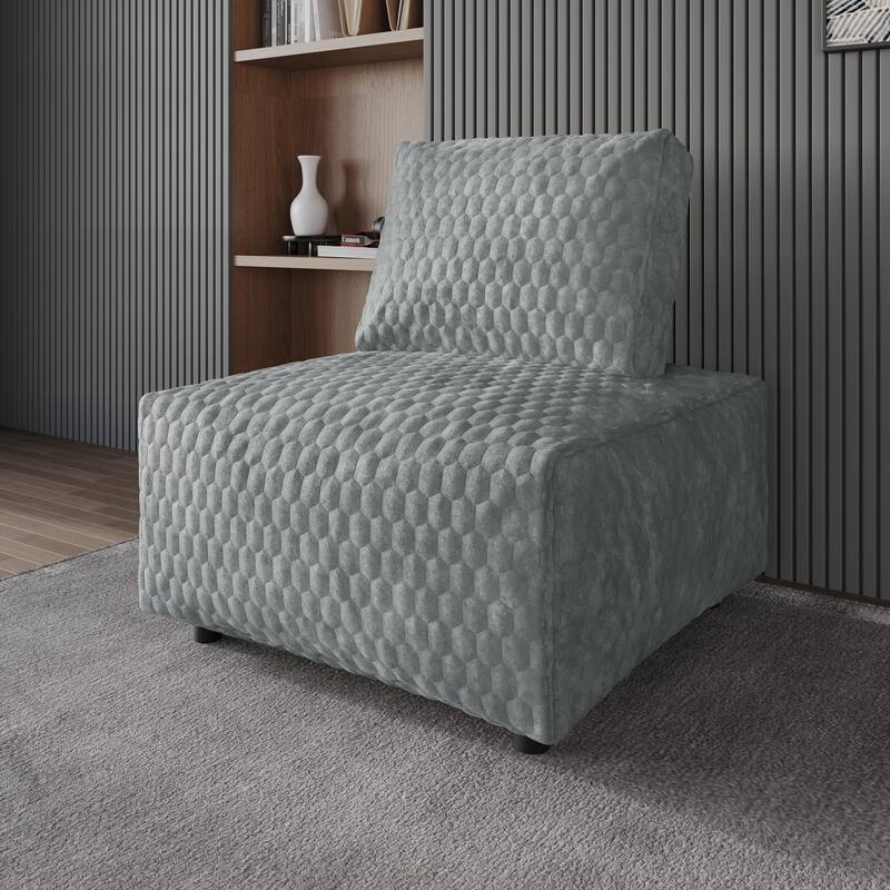 Clayfell Amos Velvet Accent Chair for Living Room - Removable Cover, High-Density Foam & Silent Footrest - Grey