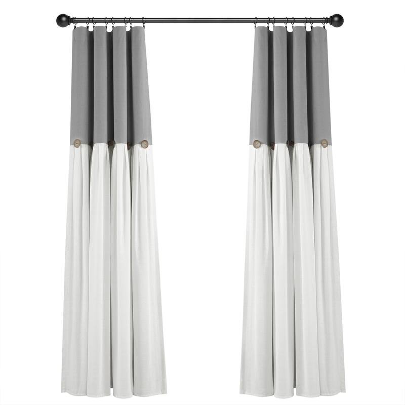 Lush Decor Linen Button 100 Percent Lined Blackout Window Curtain Panel Single