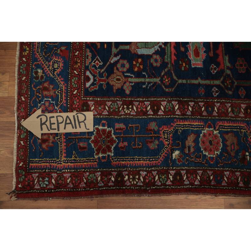 Hand Knotted Oriental 100% Wool Carpet Traditional Floral Navy Blue & Blues Malayer Area Rug - 7' 7'' X 4' 4''