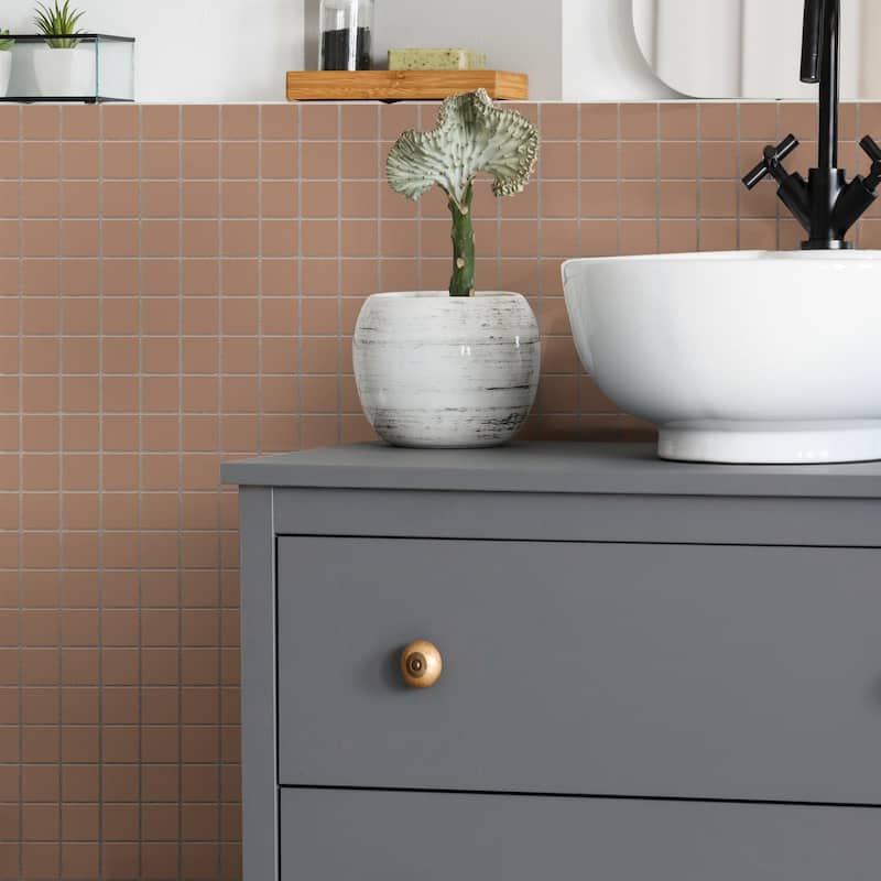 Merola Tile Vaudeville Taco Marron 1-5/8" x 1-5/8" Porcelain Floor and Wall Tile - Case (25 Tiles) - Brown - Case (25 Tiles)