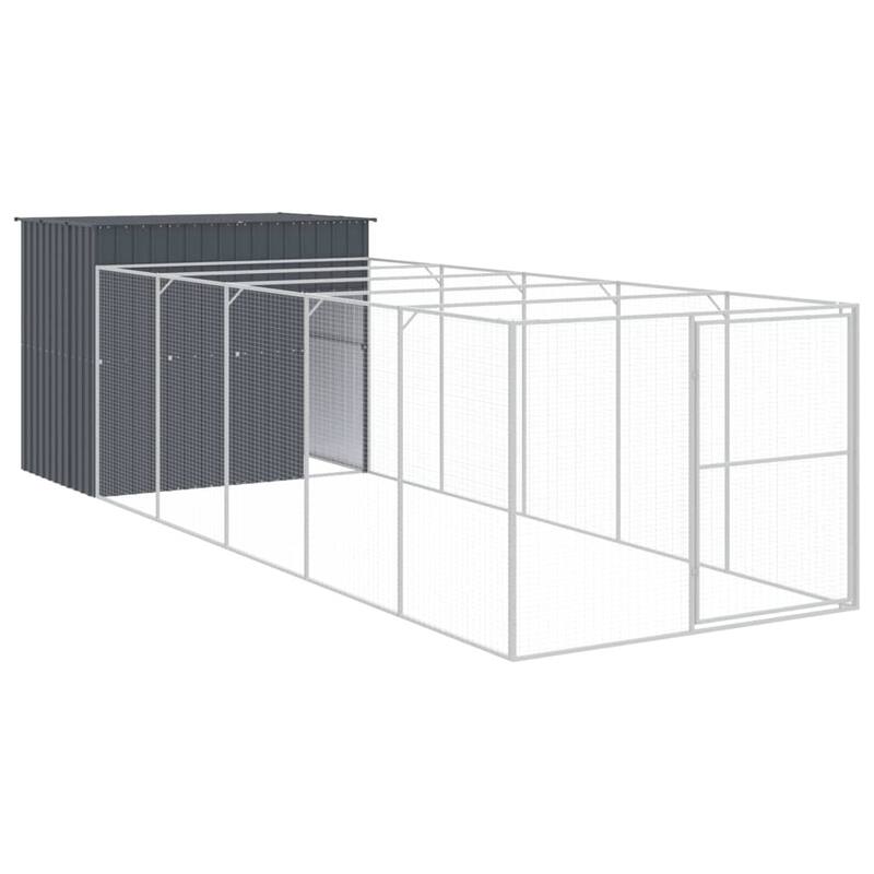 vidaXL Dog House with Run Light Gray/Anthracite multisize Galvanized Steel