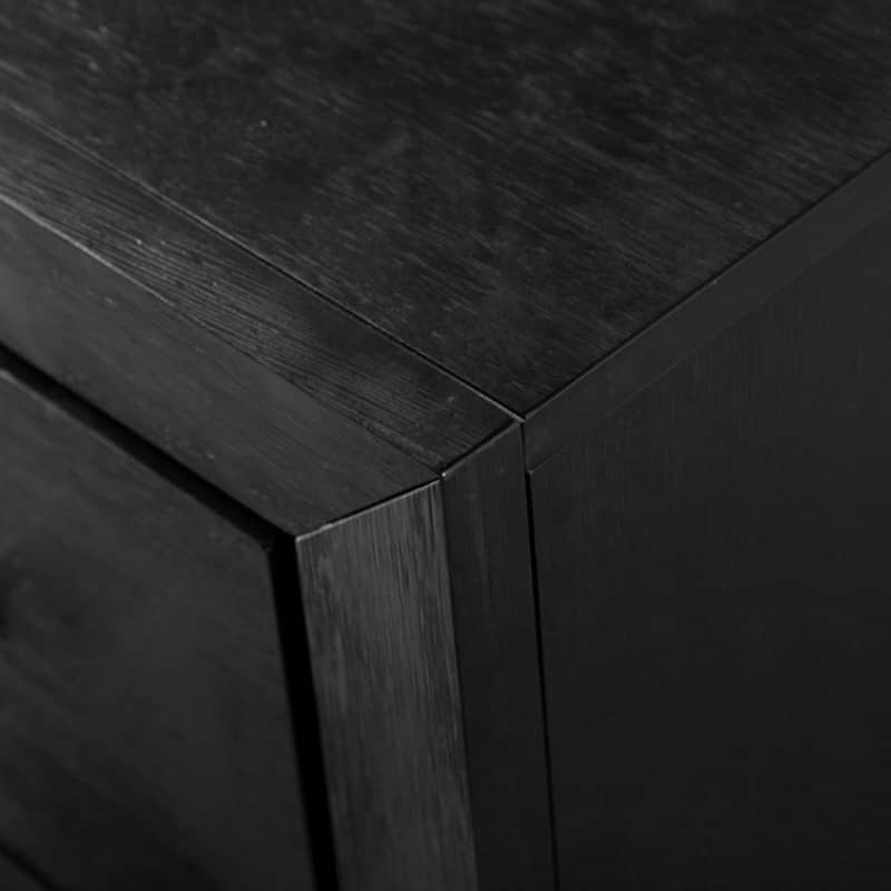 Furniture of America Alaric Modern Black Solid Wood Nightstand with 2 Drawers and USB Ports