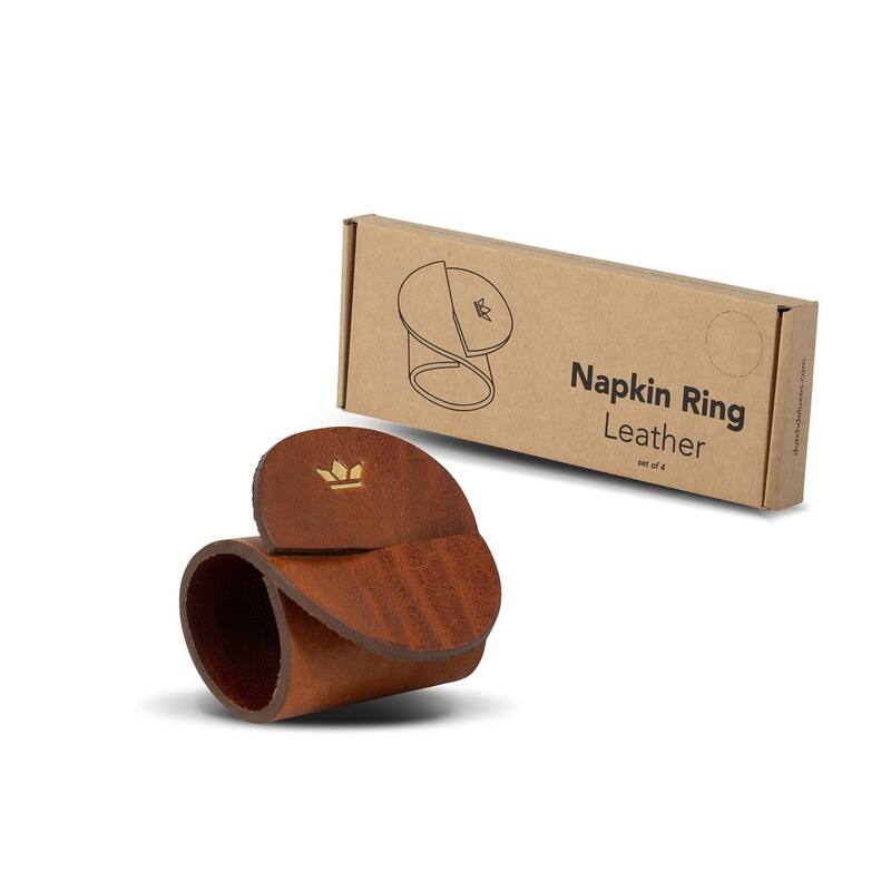 Napking Ring Leather 4 Pk Vintage Cognac