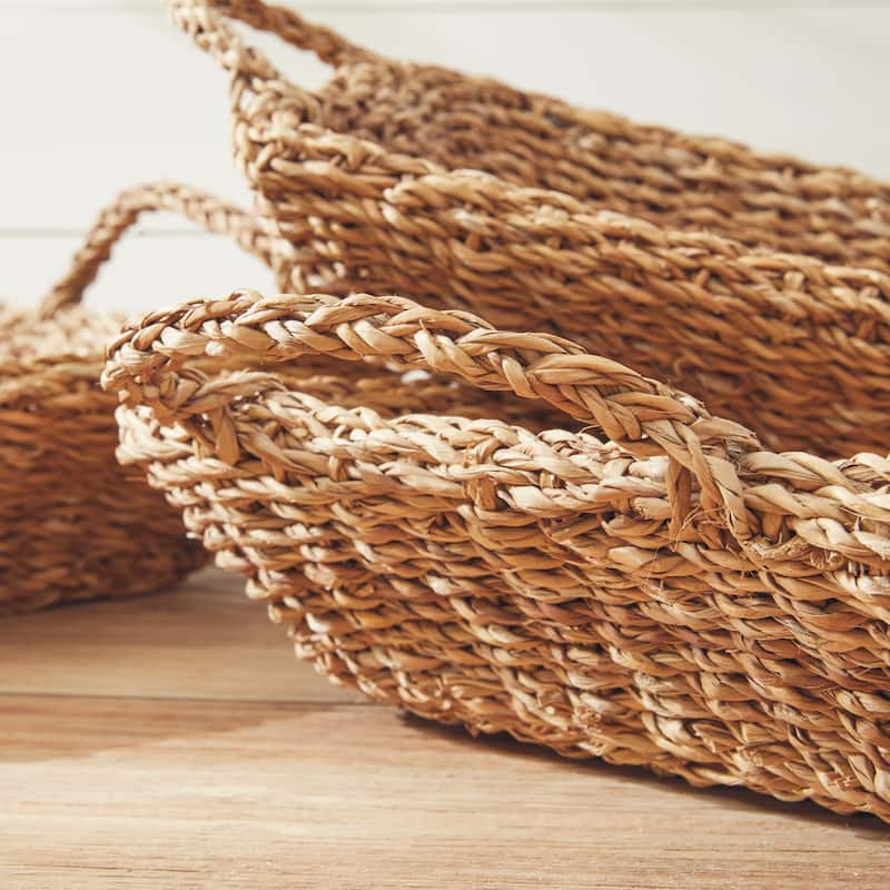 Seagrass Trays With Handles, Set Of 3 - 29 x 21 x 8;25 x 17 x 6.25;23 x 12 x 4.5