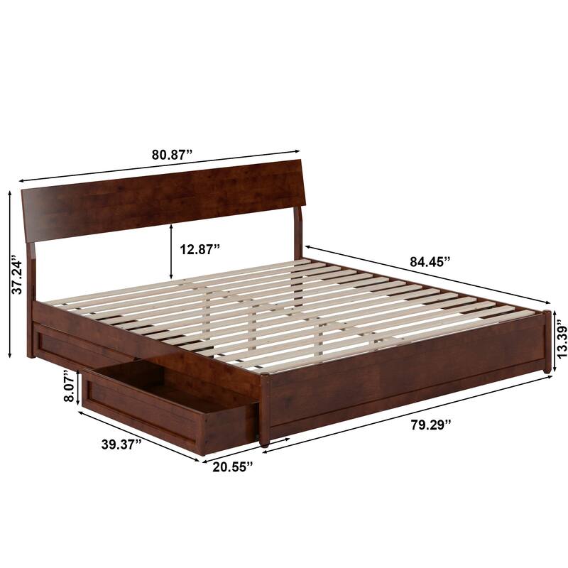 Norla Wood Platform Bed with Storage Drawers