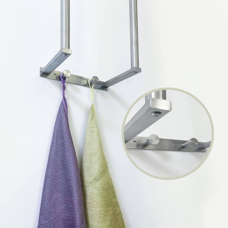 304 stainless steel bathroom wall mounted towel rack with hooks for storing towels, bathrobes.