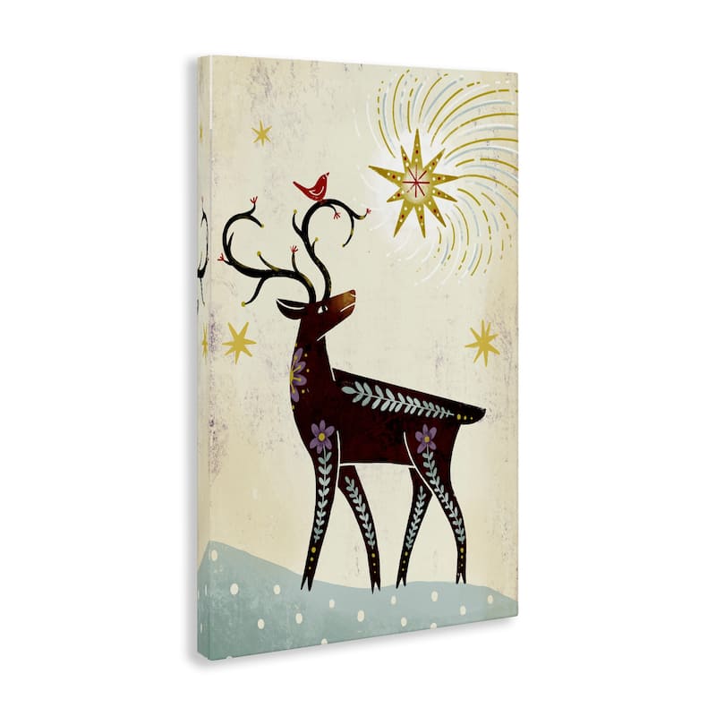 Stupell Rustic Winter Deer Canvas Wall Art Design By Hannah Moren