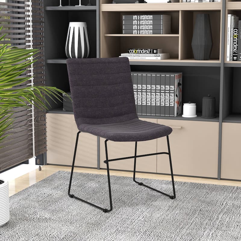 Zylar Modern Leather Guest Chair with Lumbar Support, Stainless Steel Base, High-Density Foam, Floor Protectors, 300 lb Capacity