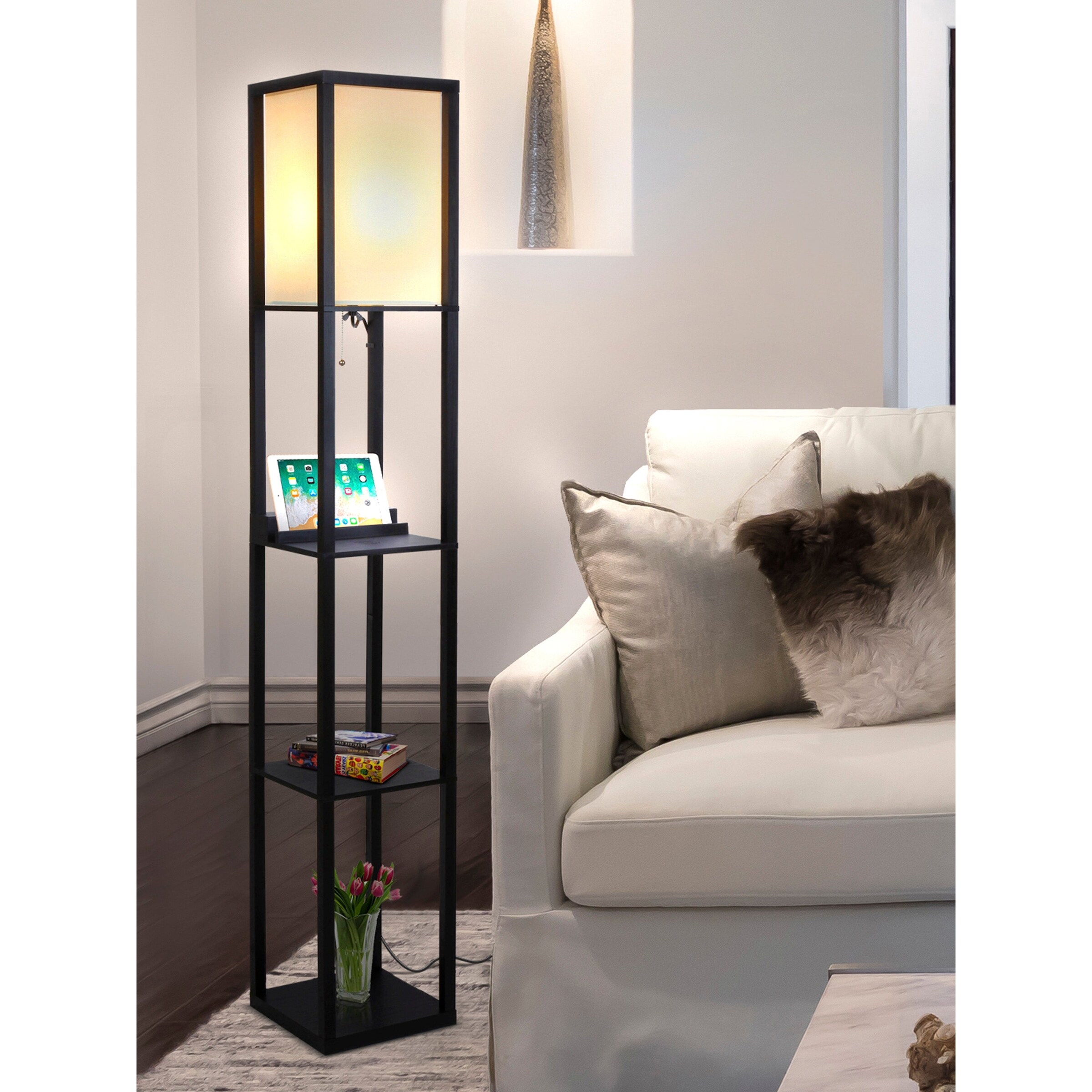 Brightech maxwell led shelf floor lamp modern sale