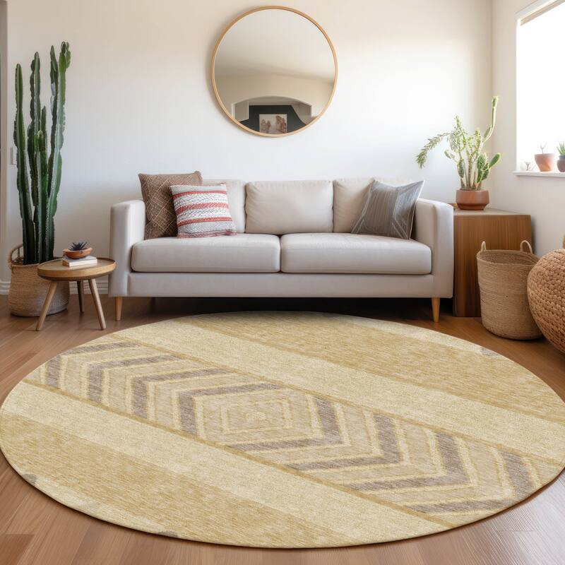 Premium Washable Super Soft Southwest Ombre Mayfield Rug - Gold - 8' x 8'