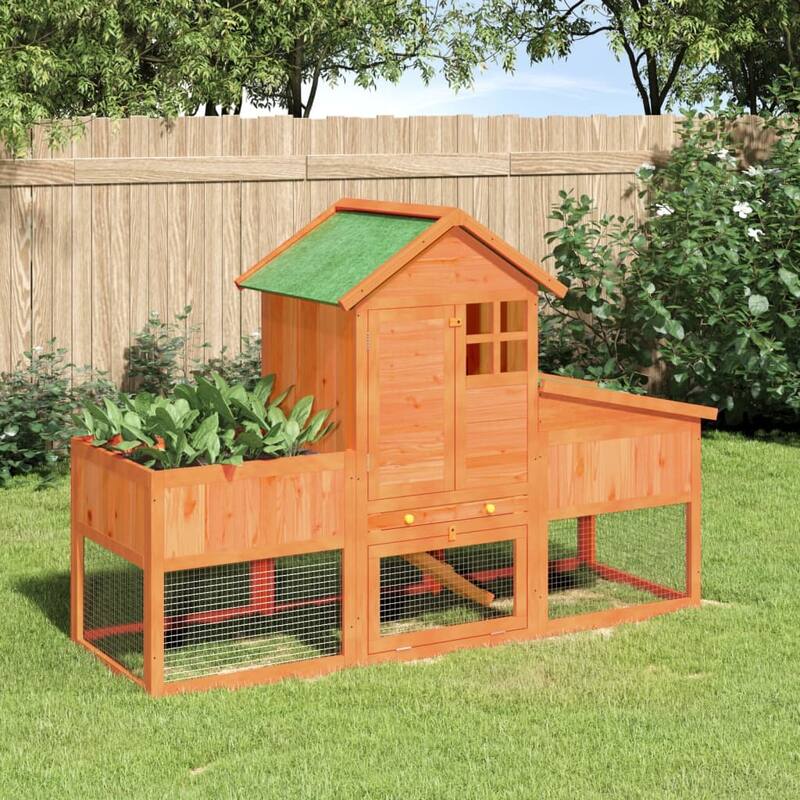 vidaXL Rabbit Hutch Brown 66.9"x24.8"x44.5" Solid Wood Pine - 66.9" x 24.8" x 44.5"