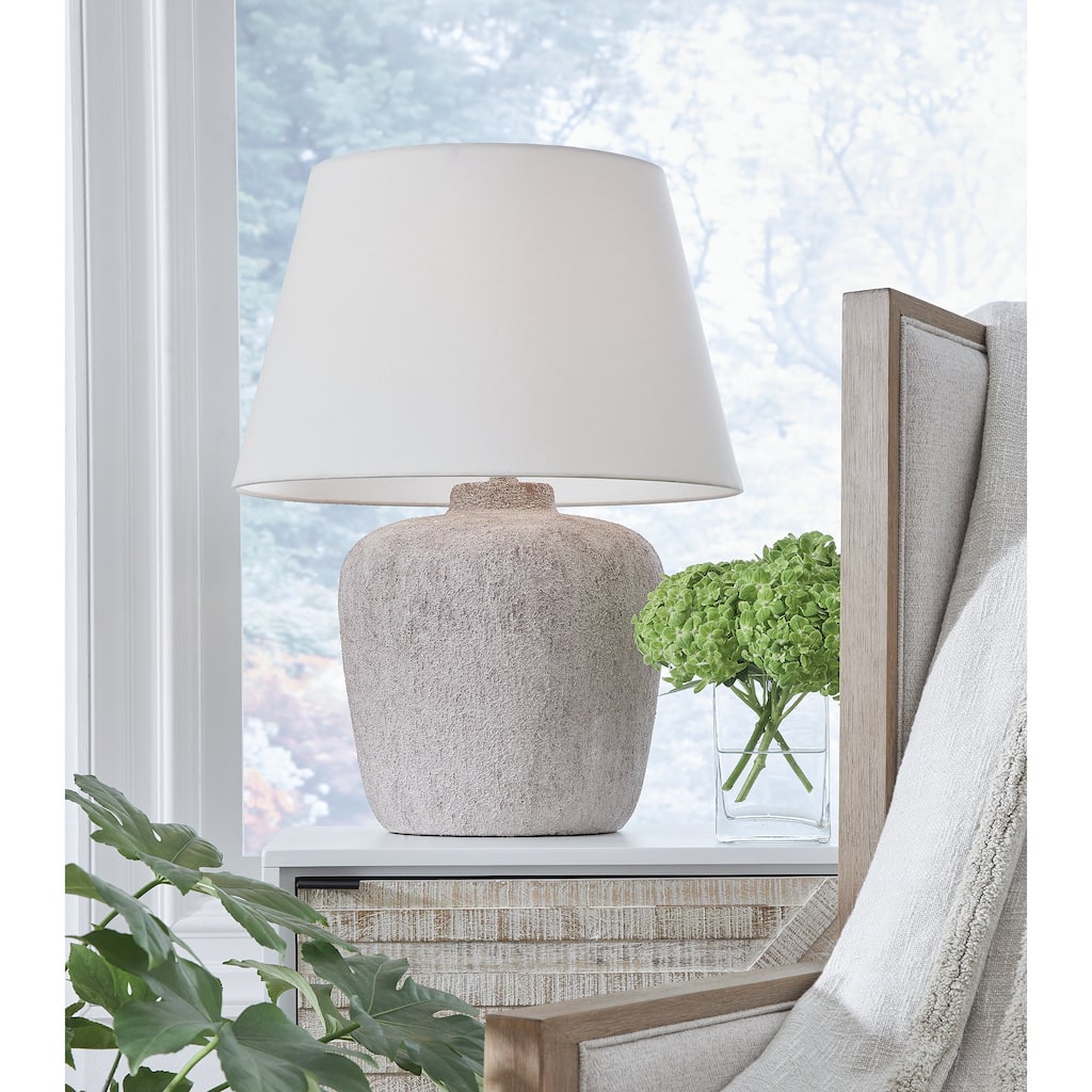 Signature Design by Ashley Danry Distressed Cream Table Lamp - 19.25" W x 19.25" D x 27.25" H