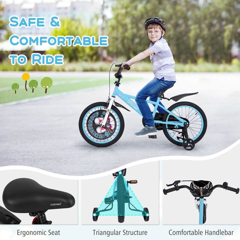 18"Child Bike for 4-8 w/ Height-Adjustable Handlebar & Storage Basket