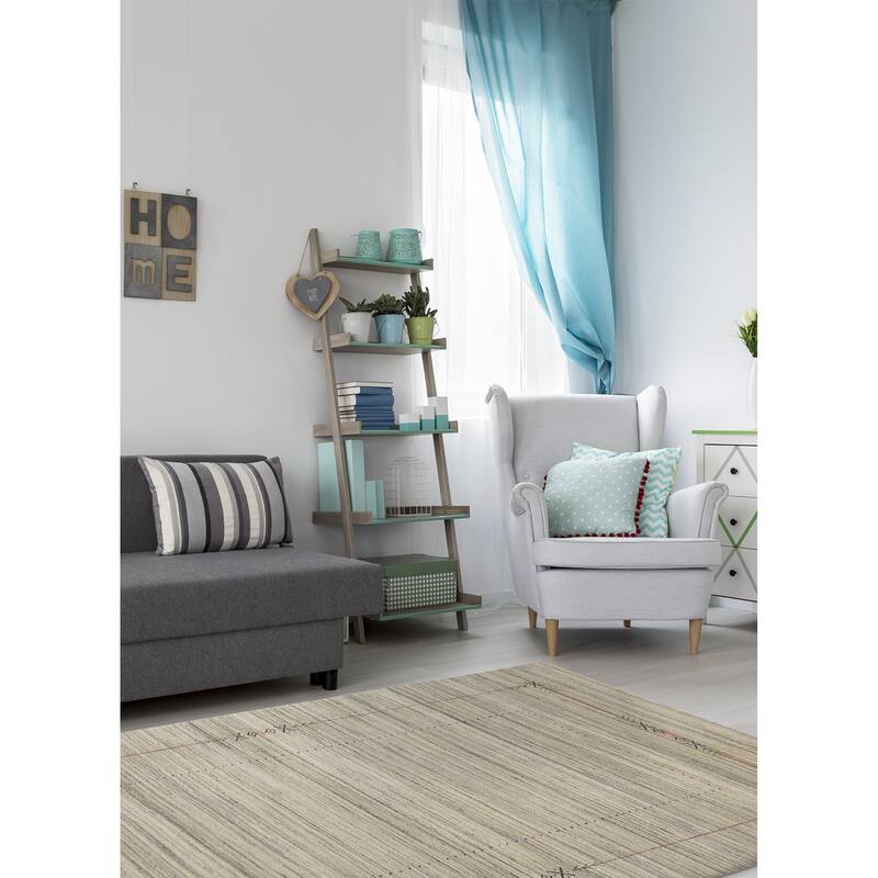 ECARPETGALLERY Hand Loomed Kashkuli Gabbeh Grey Wool Rug - 6'2 x 8'9