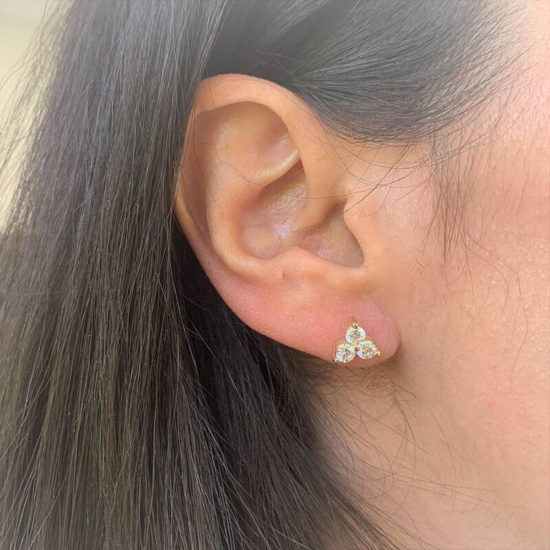 Joelle Collection Diamond 3-Stone Cluster Earrings 14K White Gold 1 CT TDW