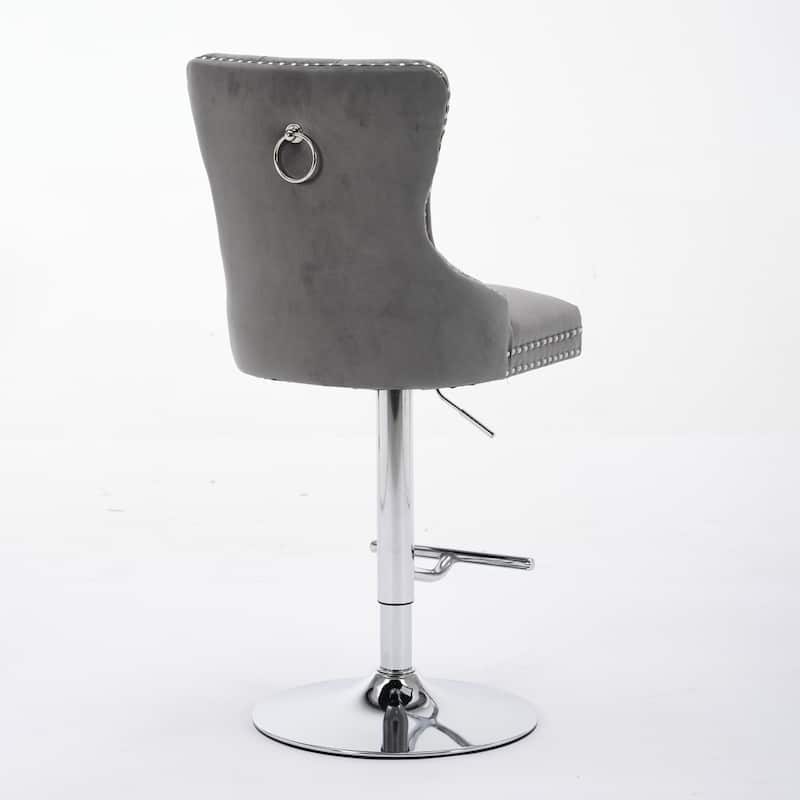 Modern Swivel Velvet Barstools, Adjustable 25-33"Height, Set of 2