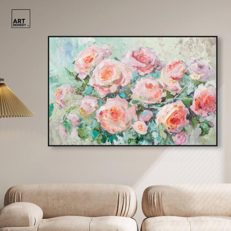 Cabbage Rose Charm Canvas by Art Remedy