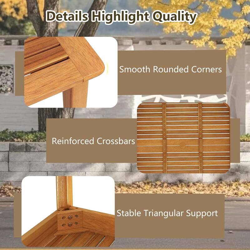 Patio Acacia Wood Dining Bistro Table Rectangular Wooden Picnic Table