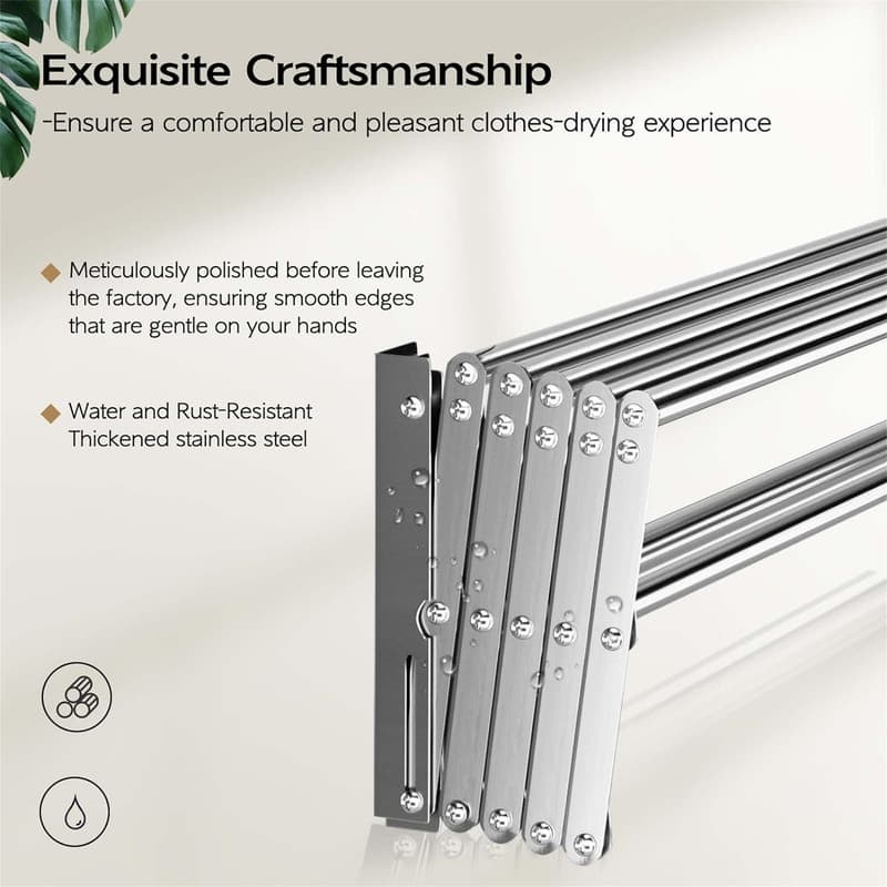 Wall Mounted Clothes Drying Rack - 17"D x 5.5"W x 2"H
