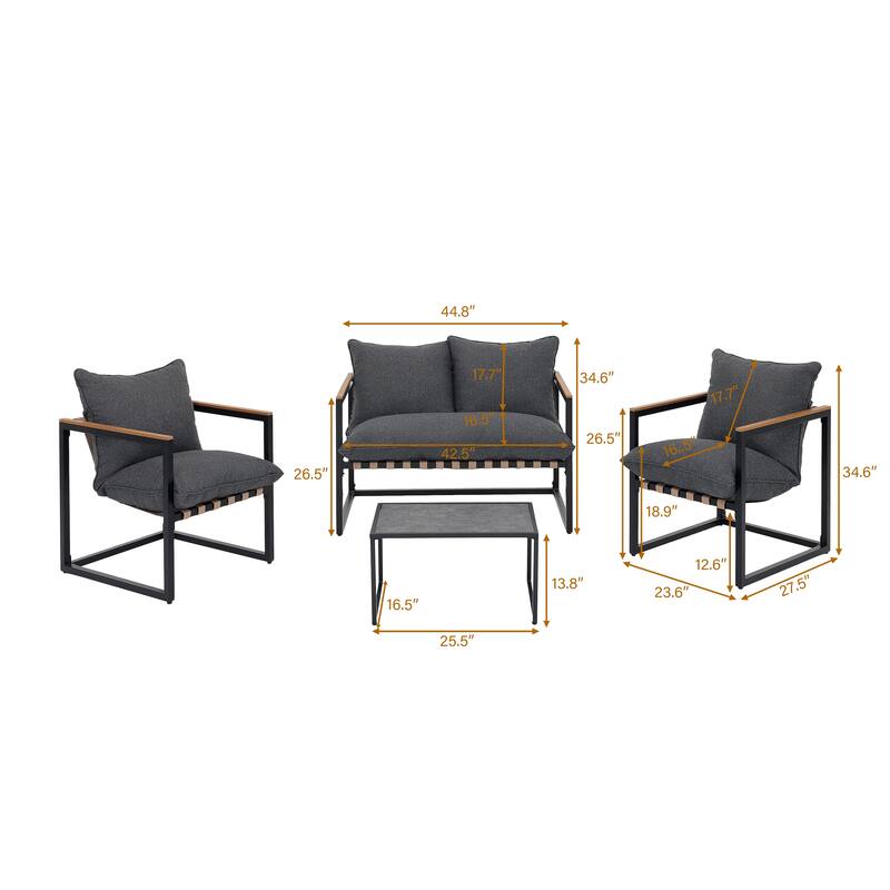 Outdoor Patio Conversation Set with Coffee Table