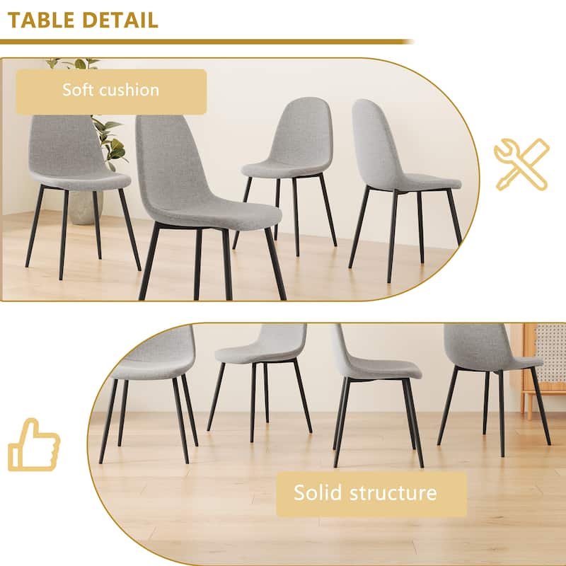 Dining Chairs Set of 4, Modern Kitchen Dining Chairs, Parsons Chair Side Chair with Linen Padded Seats and Metal Leg