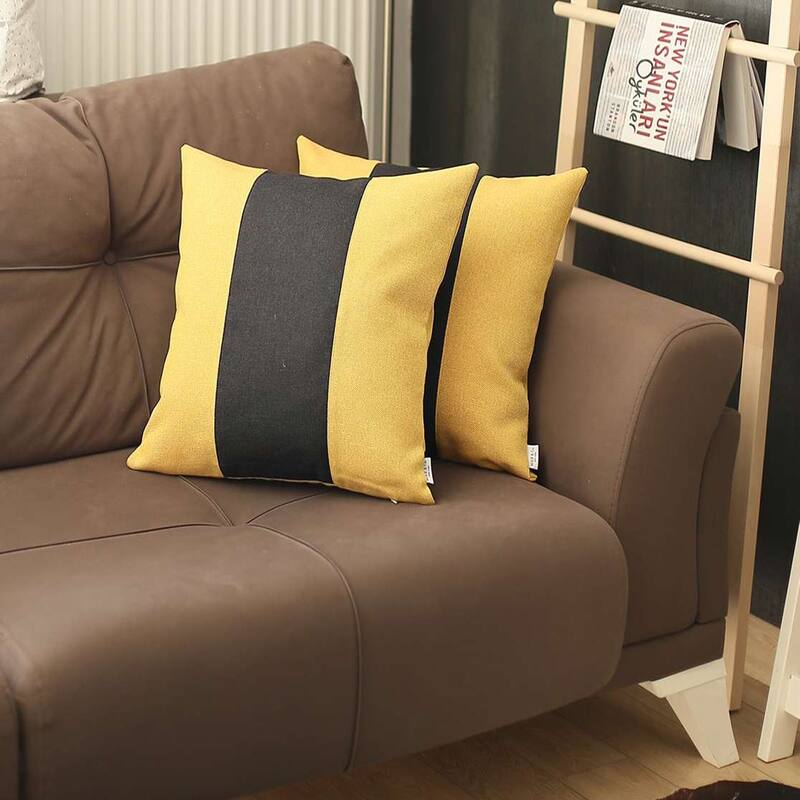 Boho-Chic Decorative Houndstooth Jacquard Pillow Covers 2 PCS - 18x18 - Black-Yellow