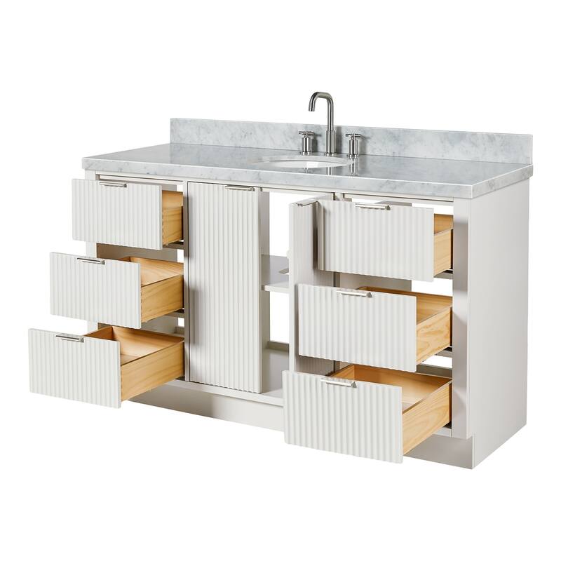 Ariel P61CWOVO Milan 61" Free Standing Single Basin Vanity Set with