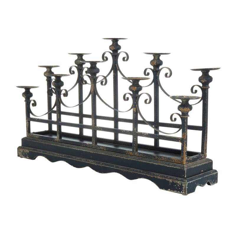 Black Metal Vintage Candelabra - 32 x 8 x 18