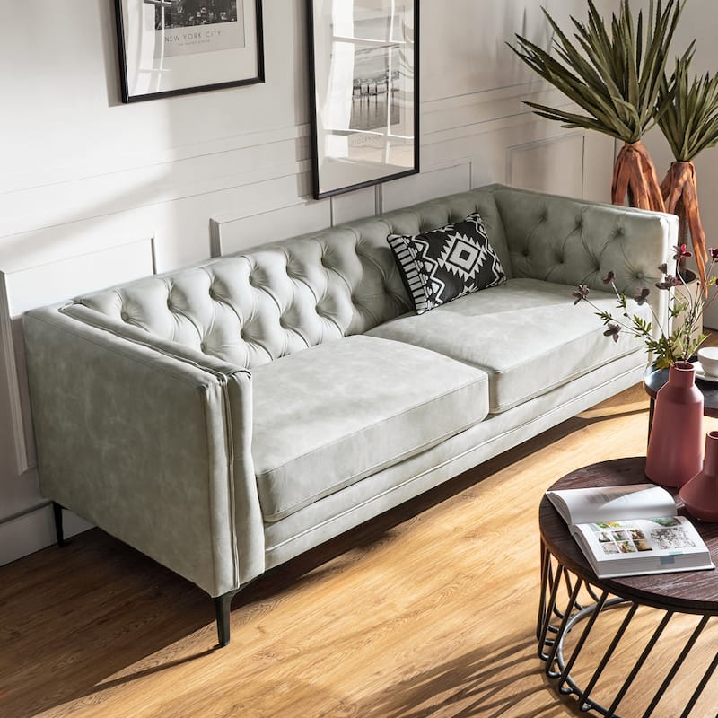 Calymne 84" Classic Square Arms Sofa with Button-Tufted Back by HULALA HOME