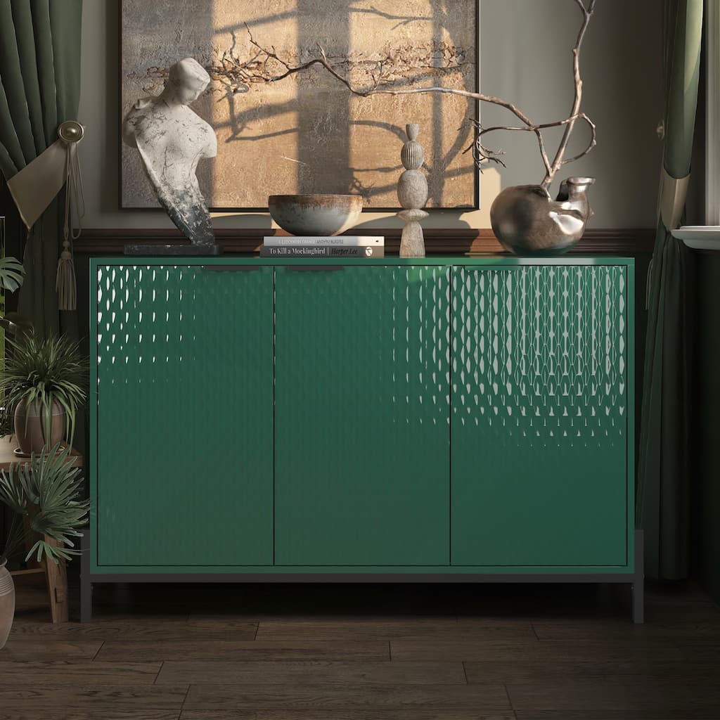 Modern High Gloss 3-Door Cabinet