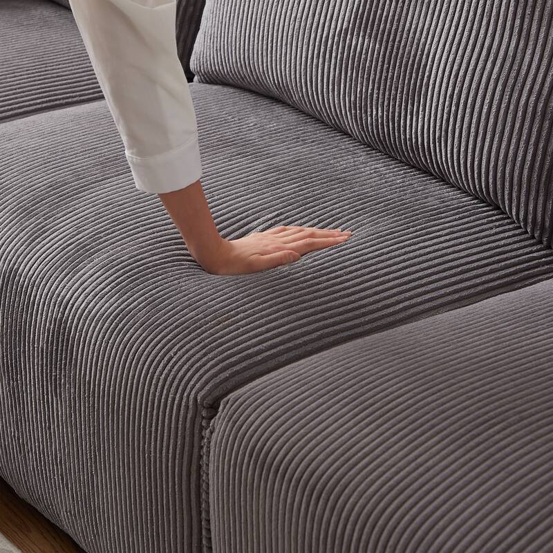 106.3" Corduroy Modular Sectional Sofa (Set of 2) with USB-C & 4 Cushions
