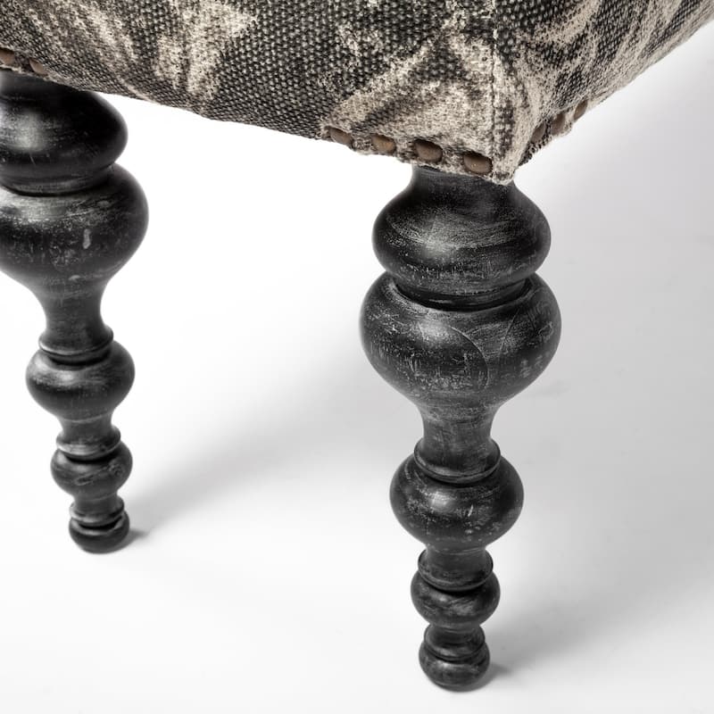 Alhambra Gray Fabric With Black Solid Wood Frame Accent Bench - 55"W x 14"D x 18"H