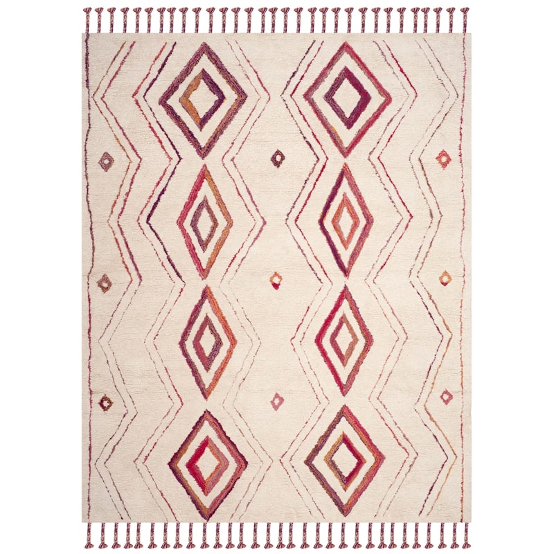 SAFAVIEH Handmade Casablanca Shag Hijiri Tribal Moroccan Wool Rug