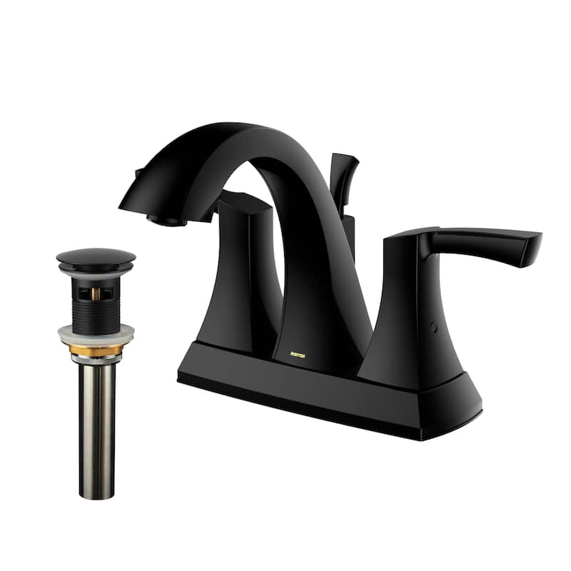 Karran Randburg KBF526 2-Handle Two Hole Centerset Faucet Bathroom Faucet with Matching Pop-up Drain - Matte Black