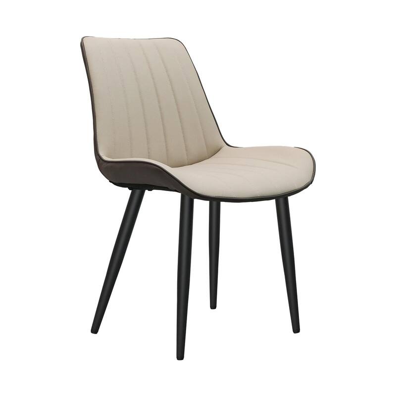 PU Leather Dining Chair with Metal Legs, Wave Pattern Upholstered Armless Chair Set of 4 for Kitchen, Restaurant, Living