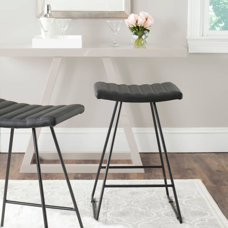 SAFAVIEH Doreen Mid-Century Dining Modern White 27-inch Counter Stool (Set of 2) - 16.5" x 16" x 26"