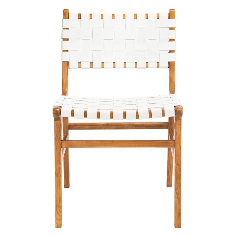 SAFAVIEH Hildred Woven Leather Dining Chair - Cognac / Natural - 20Wx22Dx33H