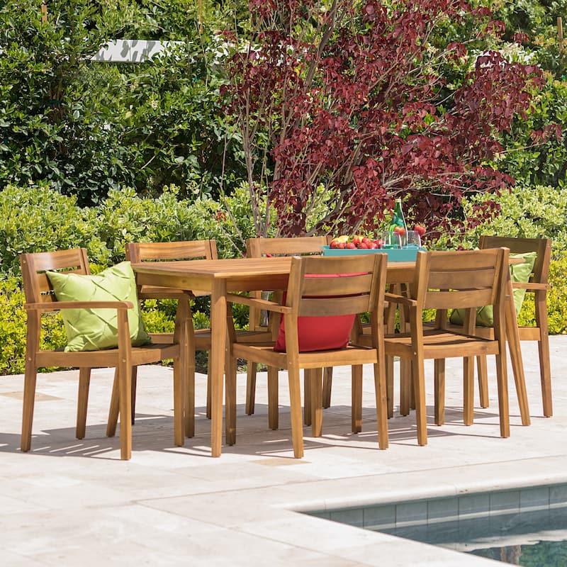 Christopher Knight Home - Stamford Outdoor 7-piece Rectangle Acacia Wood Dining Set - Teak