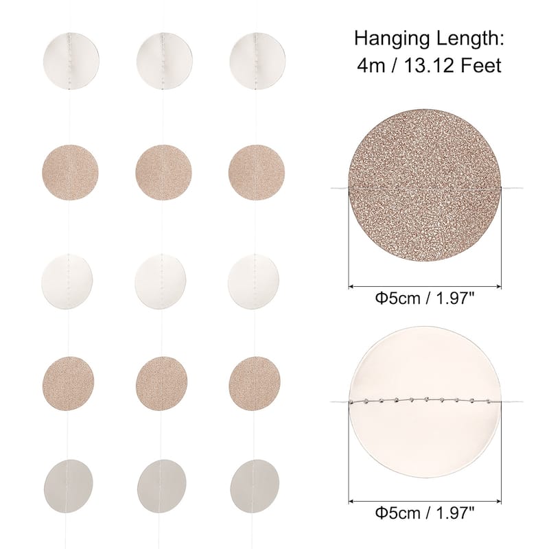 4 Pcs 13 Feet Circle Dots Garland Party Decorations - Champagne Gold