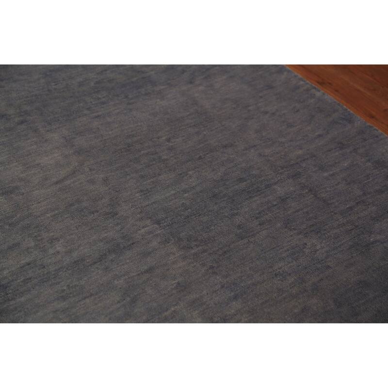 Gabbeh Modern Area Rug Hand-Knotted Strip Gray Wool Carpet - 5'7" x 7'10"