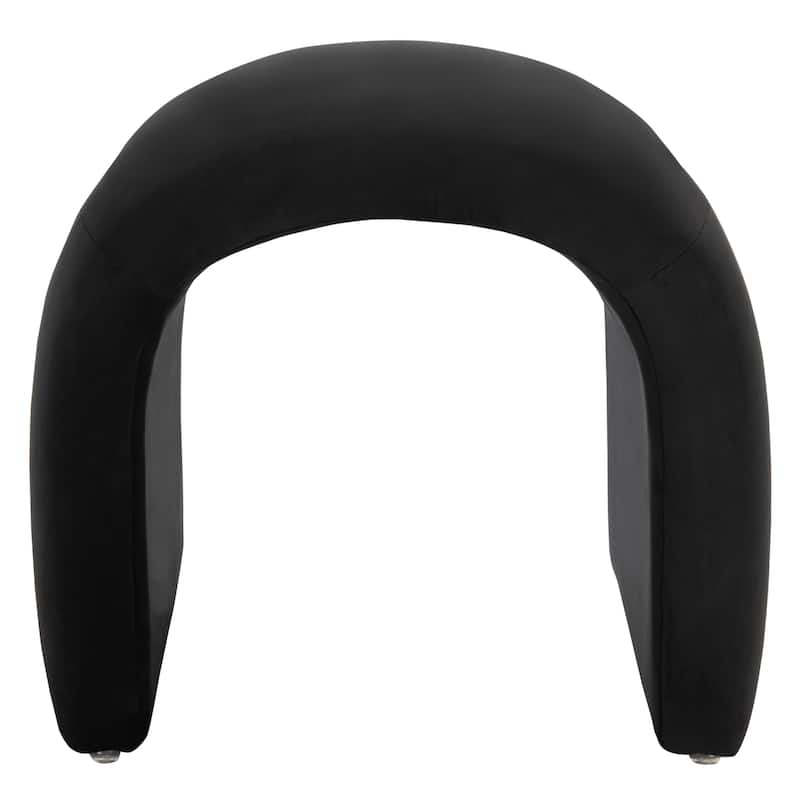SAFAVIEH Alize Curved Waterfall Velvet Ottoman - Black