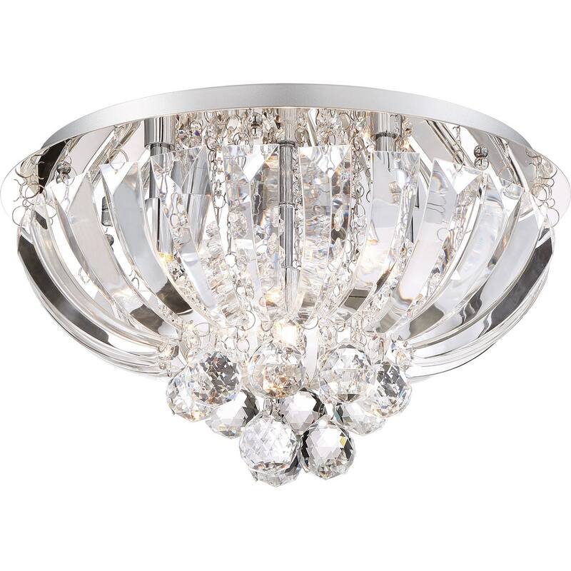 Polished Chrome Five Light Flush Mount from the Glisten Collection - Polished Chrome