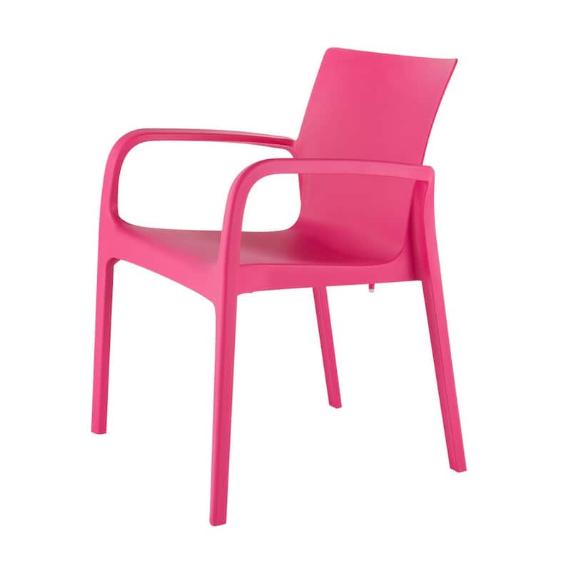 HomeRoots Set of Two Fuchsia Heavy Duty Plastic Outdoor Stacking Dining Chairs