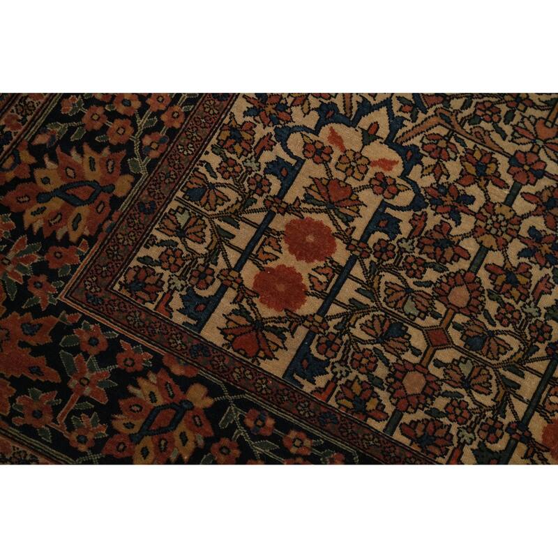 Hand Knotted Oriental 100% Wool Carpet Traditional All-Over Beige & Ivories Sarouk Area Rug - 6' 6'' X 4' 5''