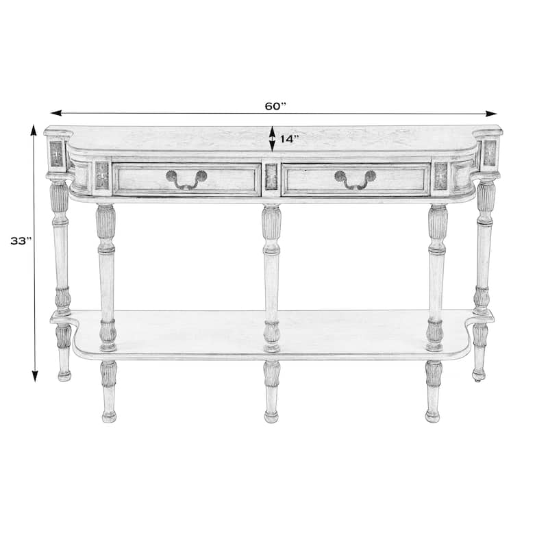 Merrion 60 in. W Rectangular Wood 2 Drawer Traditional Console Table with Lower Open Shelf