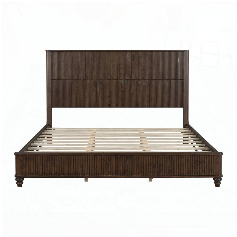 Solid Wood Bed Frame with Tall Headboard